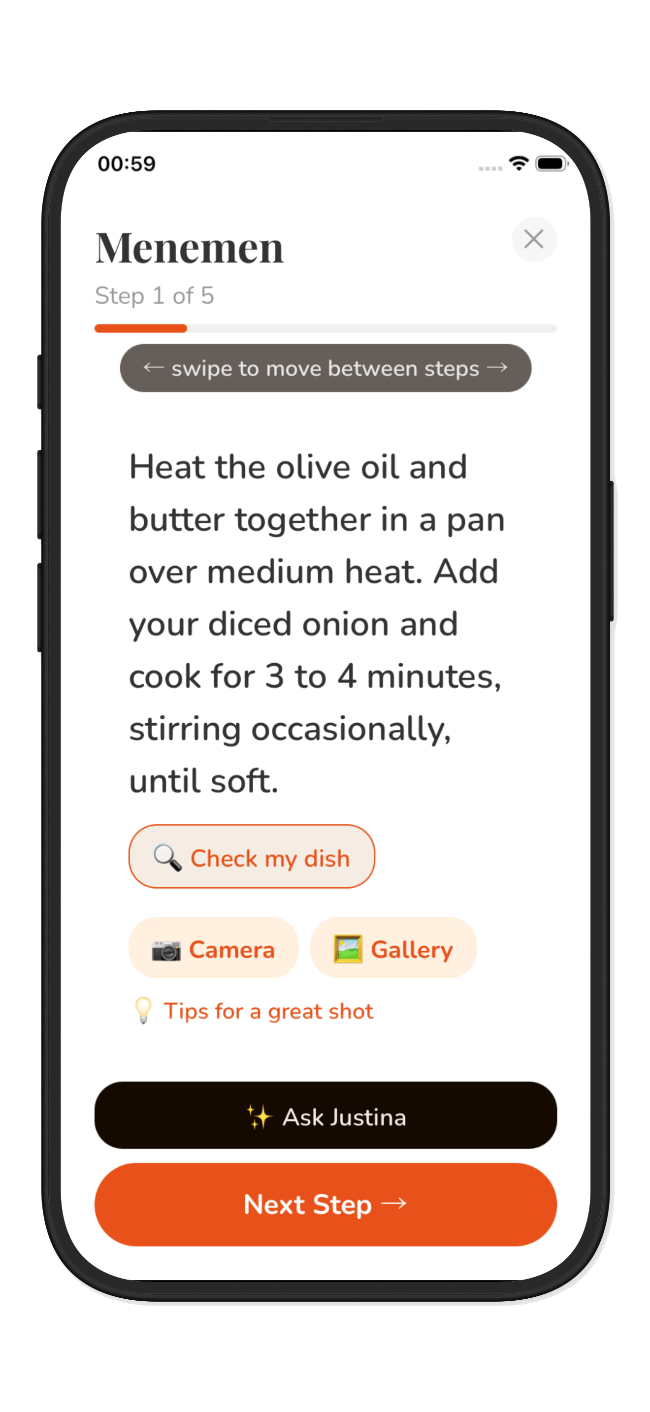 Step-by-step cook mode