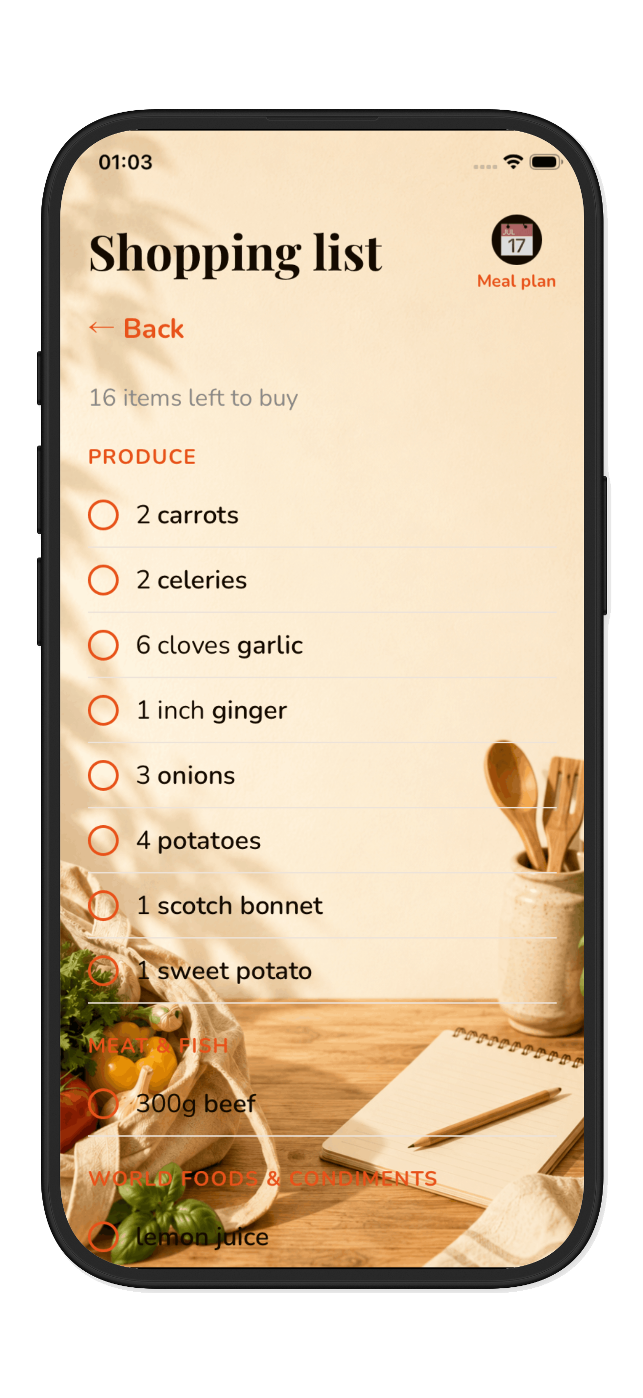 Smart shopping list