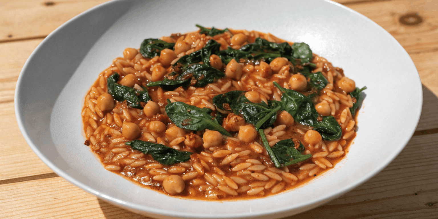 Spicy Tomato and Chickpea Orzo